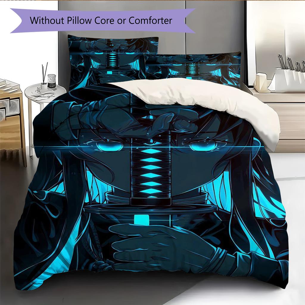 Conjunto de Colcha com Padrão de Desenho Animado Capa de Colcha Fronha Decoração de Casa Presente de Aniversário (1 capa de edredom + 2 fronhas, sem enchimento.)