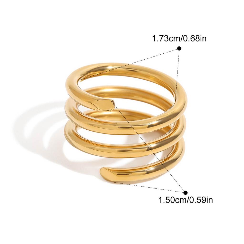 Yori Modern Minimalist Smooth Stainless Steel Plain Ring Metal Stylish Statement Gold Plated Jewelry Waterproof