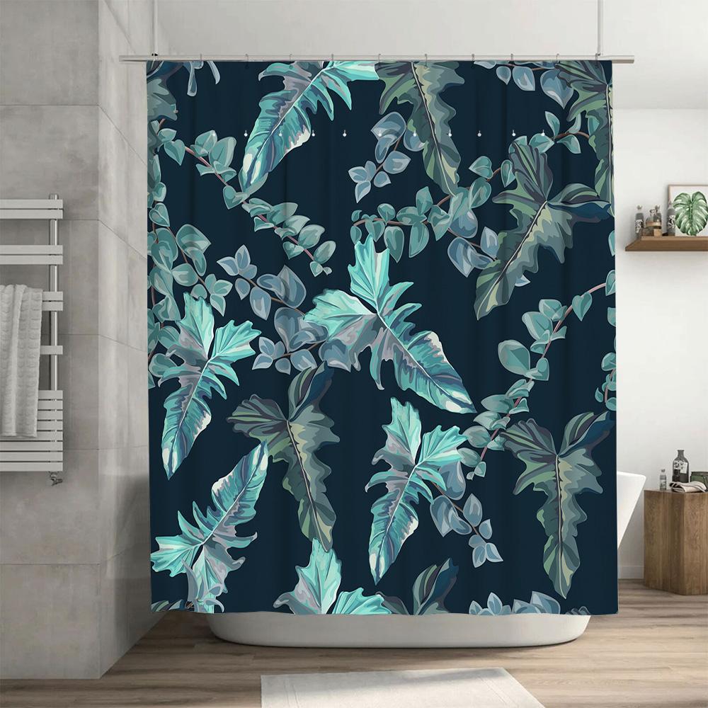 Outdoor Floral Print Shower Curtain Fabric Waterproof Bath Decor Home Decoration Waterproof Window Treatment Panel