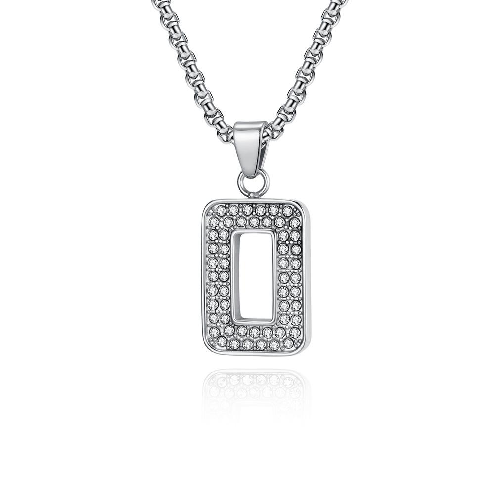 Popular Titanium Steel Full Diamond Lucky Number Necklace Hip Hop Hiphop Street Personality Basketball Number Pendant 60cm