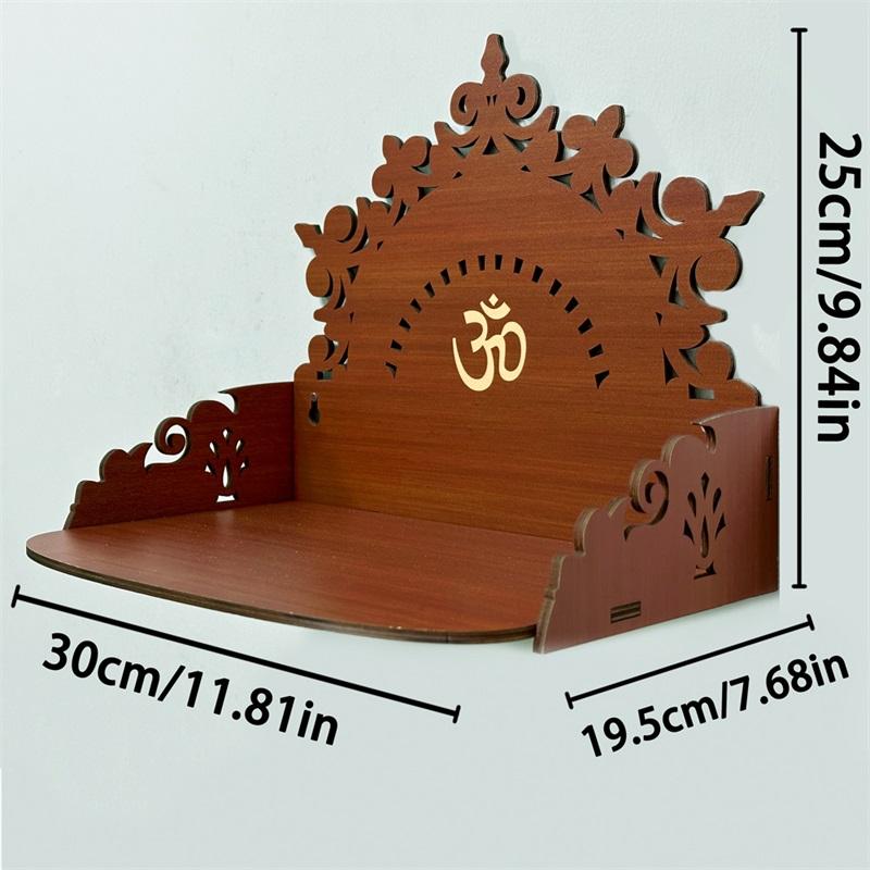 Wooden Wall Mounted Temple Display Rack, Sacred Worship Wall Mounted Display Rack, Modern Home Office Temple Wall Shelf