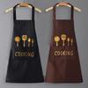 Knife Fork Pattern Waterproof Apron,Household Restaurant Kitchen Apron,Oil Resistant Hand Erasable,Fashionable Workwear Aprons