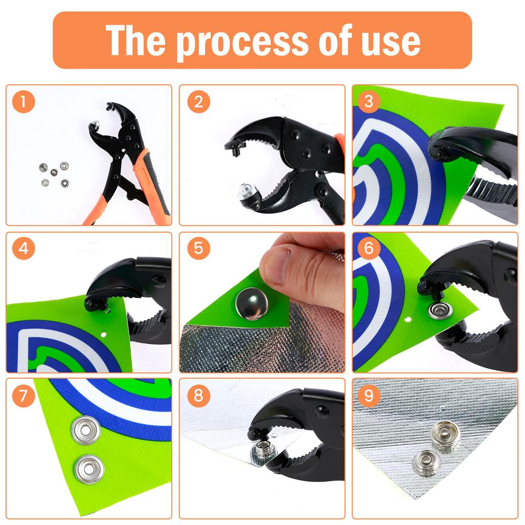 1 Set Metal Snap Fasteners Button Kits Heavy Duty Snap Button Tool with Adjustable Pliers Sewing Accessories for Clothes Leather