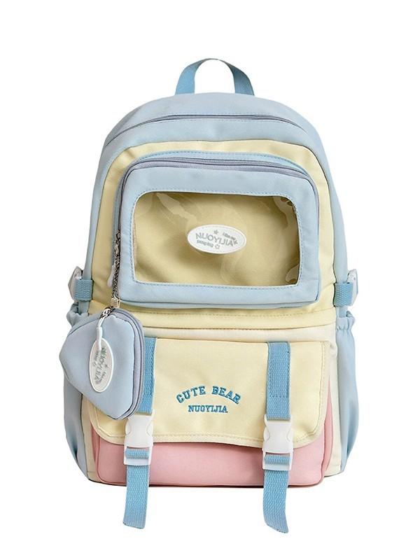 Childrens Backpack For School With Nylon Material And Colorblock Design For Girls