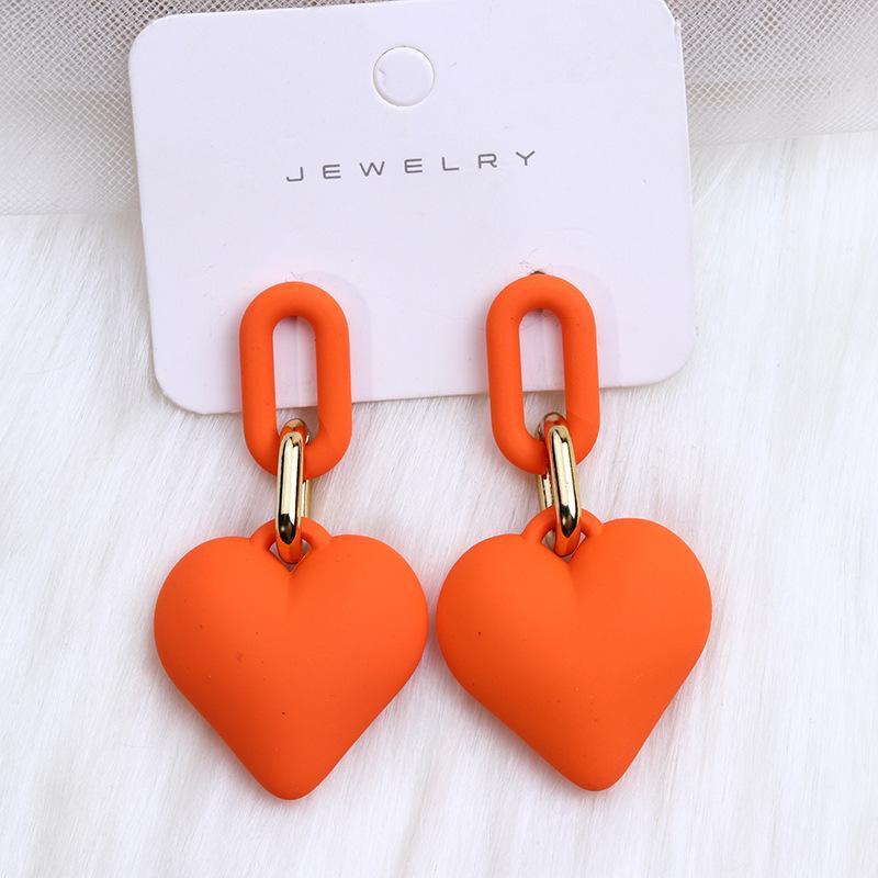 Bunte Herzohrringe für Damen Retro Herbst und Winter Einfaches Süßes Schnallendesign Acryl-Ohrringe Party Hochzeits Schmuck