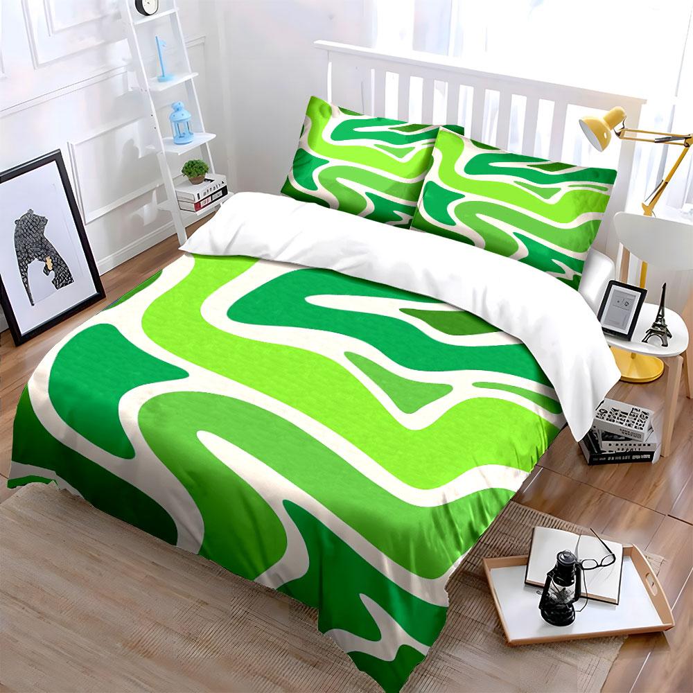 Green Abstract Wave Bedding Set Bedding Duvet Cover Set Duvet Cover Pillowcases (1 * Duvet Cover 2 * Pillowcases, Without Duvet Insert)