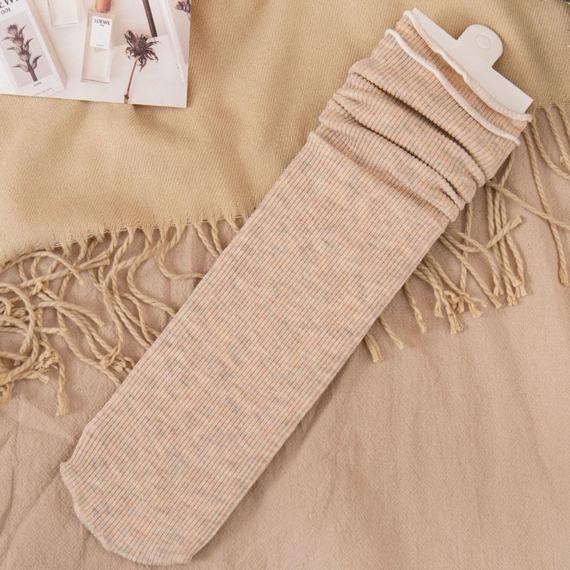 Ladies Autumn and Winter Thick New Products Pure Color Retro Sweat Absorbing Breathable Long Tube Pile Pile Cotton Socks