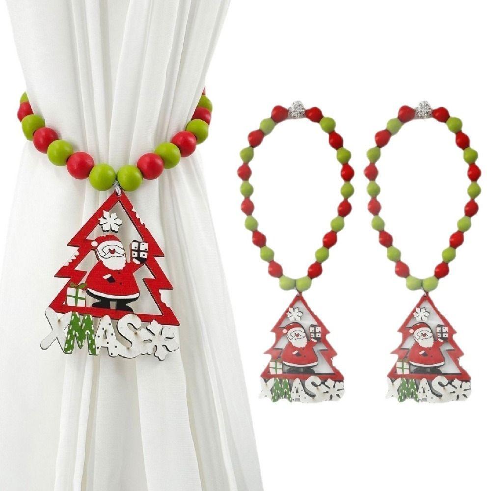 Boho Style Christmas Curtain Ties Reusable Beaded Curtain Tiebacks Creative Cartoon Window Curtain Buckles Christmas Decorations
