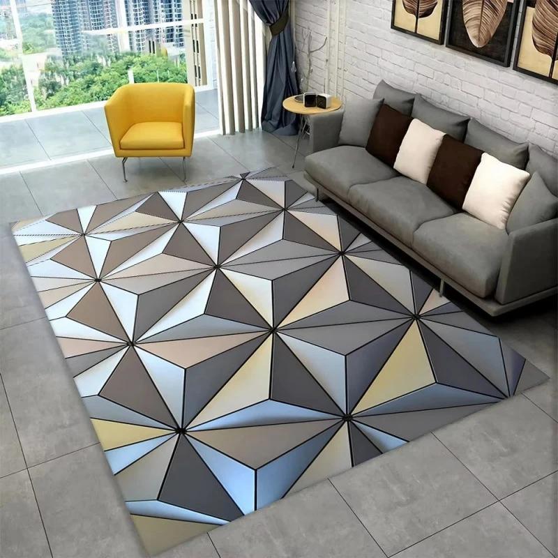 3D Geometric Illusion Area Rug Abstract Modern Carpet for Living Room Bedroom Kids Play Room Non-Slip Floor Mat