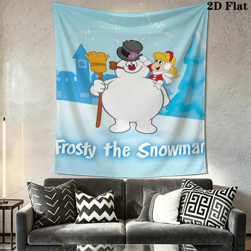Frosty the Snowman Wall Tapestry Aesthetic Wall Hanging Printed Fabric Blanket Decorative Tapestries for Bedroom Living Room Home Decor