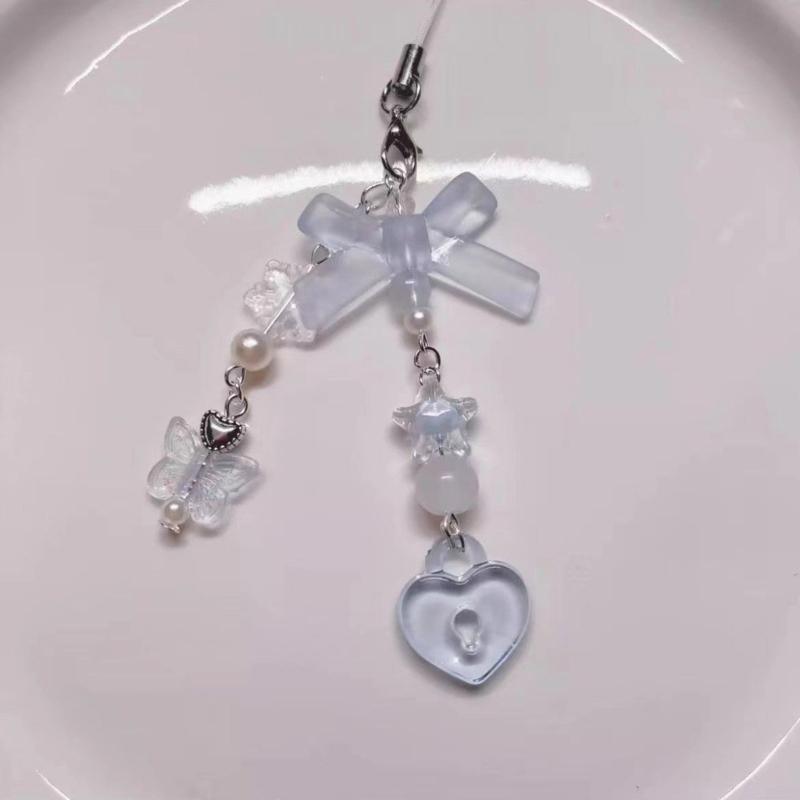 Sweet Phone Chain Strap Lanyard Bowknot Butterfly Pendant Phone Charm Hanging Decoration Cute Phone Accessories