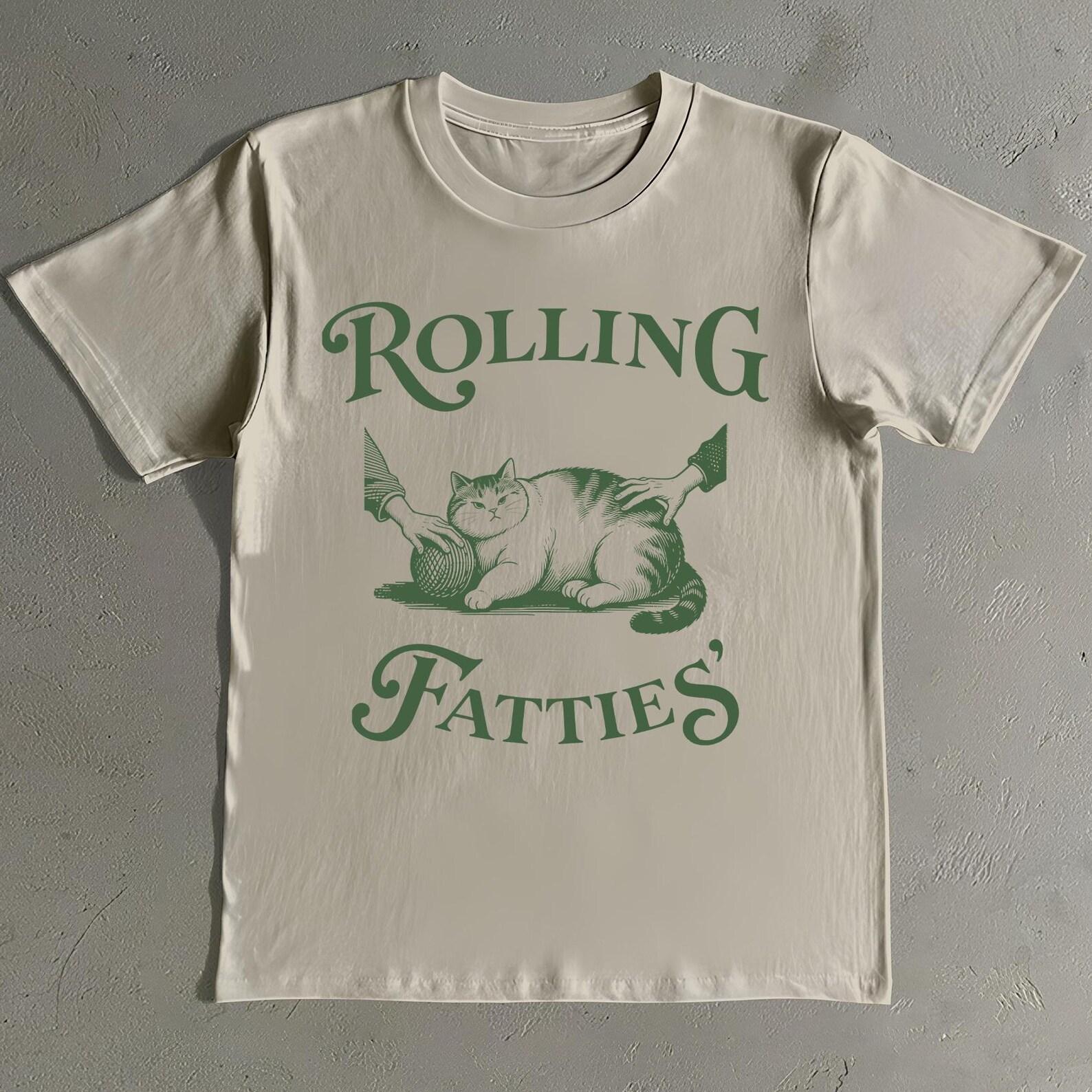 Rolling Fatties Shirt - Funny Fat Cat Graphic T-Shirt - Cat Lover Gift 4XL