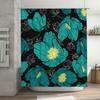 Stylish Blue Floral Shower Curtain for Bathroom Decor Waterproof Fabric with Hooks included in Set