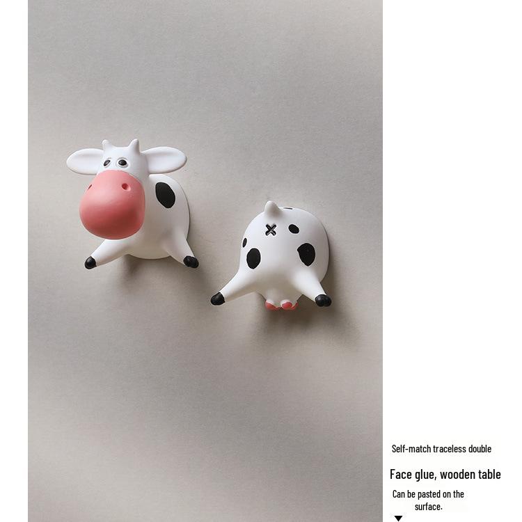 Cute 3D Cartoon Cow Fridge Magnet - Creative Magnetic Sticker Gift