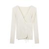French Cross Slim Inside with Drawstring Knit Top Base for Women's Autumn/Winter Slimming V-neck Sweater Trend