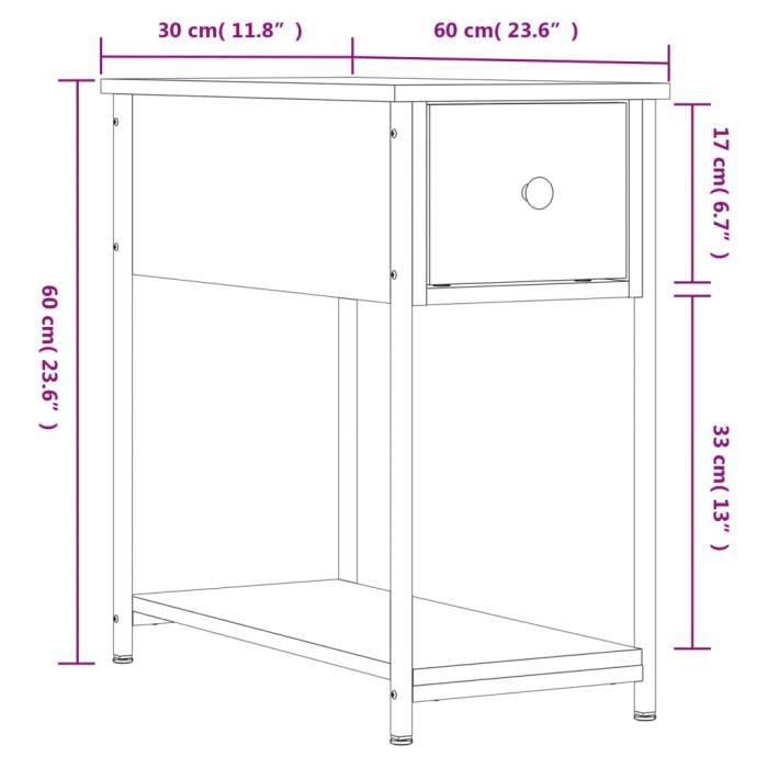 VidaXL Table de chevet noir 30x60x60 cm Bois d’ingénierie 826053
