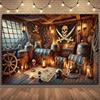 Retro Pirate Theme Treasure Room Gothic Skeleton Background Photography Backdrop Birthday Party Decorations Supplies3817