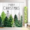 Christmas Shower Curtain Buffalo Plaid Xmas Tree Winter Snowflake Reindeer Nature Forest Cedar New Year Bathroom Decor with Hook
