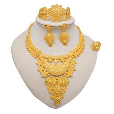 Dubai Gold Color Jewelry Sets for Women Indian Earring & Necklace Nigeria Moroccan Bridal Wedding Party Gifts