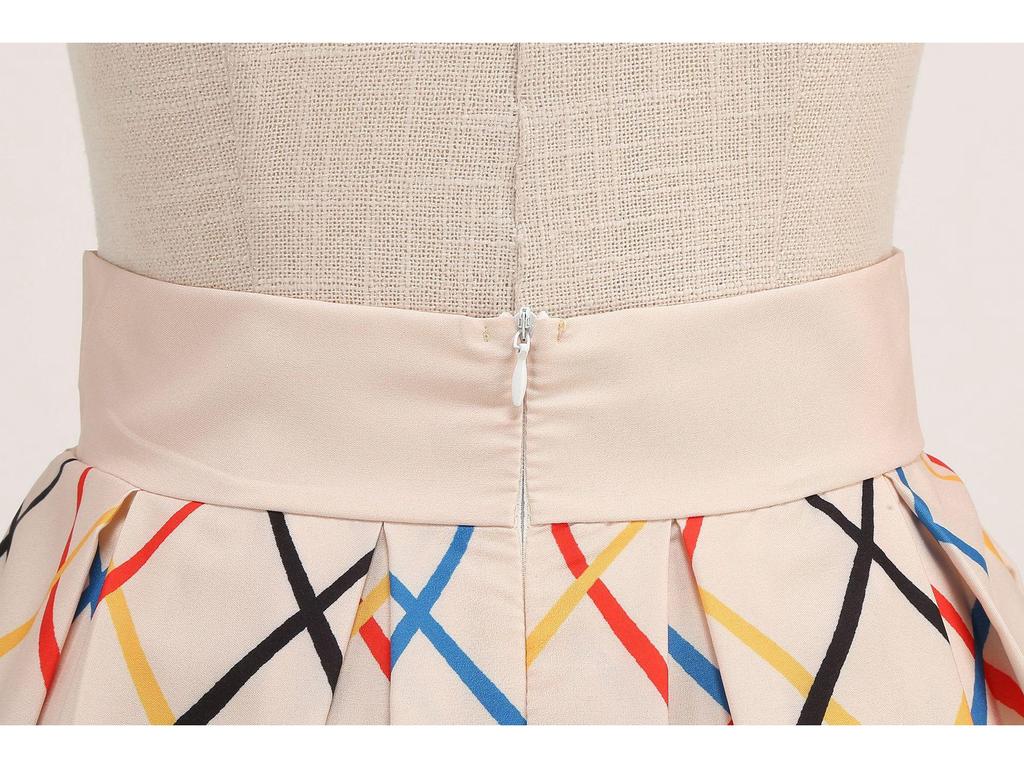 Evropsko-americká áčková midi sukně s graffiti a roztomilým sladkým designem zvýrazňujícím pas