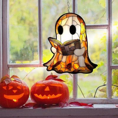 Cata-vento Fantasma Acrílico Cor Brilhante Pendente Cúpula Abajur Festa de Halloween