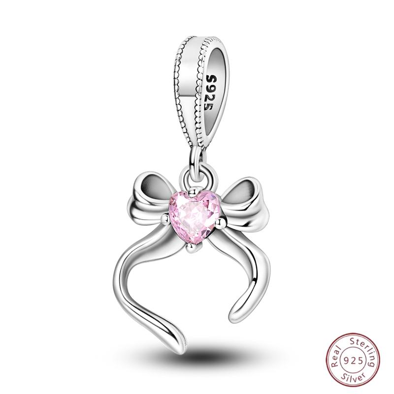 Copper Beaded Pendant Shiny Zirconia Cute Bow Original 3Mm Bracelet Women Fine Jewelry