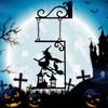 Vintage Halloween Hanging Sign Not Easy To Deform Halloween Decoration Witch Silhouette Courtyard