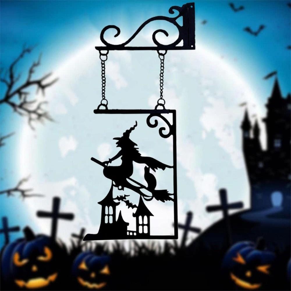 Vintage Halloween Hanging Sign Not Easy To Deform Witch Silhouette Ghost Pendant Party