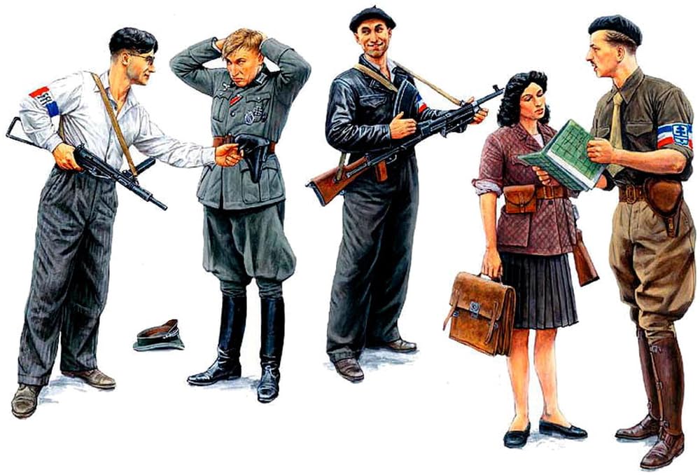 Master Box 1/35 Scale Plastic Model Kit: French Resistance and German Officer Prisoners of War, 1944, Set of 5 (MB35051)