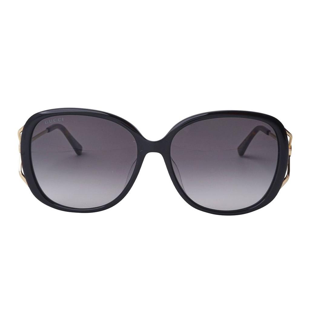 Gucci Black Round Frame Gold Brown Lens Round Sunglasses Women sunglasses GG0649SK-002