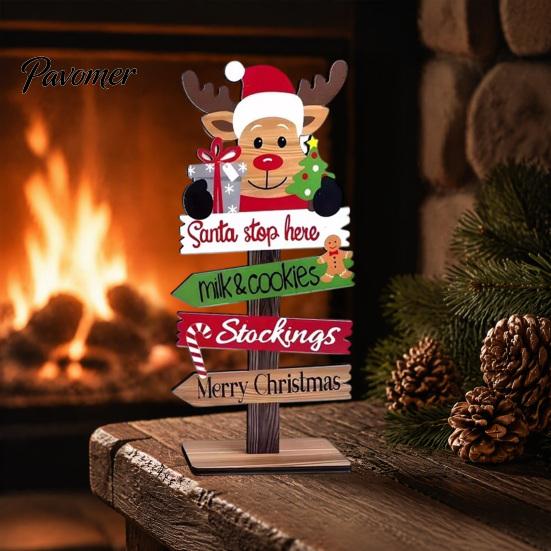 Holiday Mantle Decorations Christmas Table Decoration, Rustic Wooden Tabletop Sign, Vintage Farmhouse Decorative Indoor Party Decor Desktop Plaque for