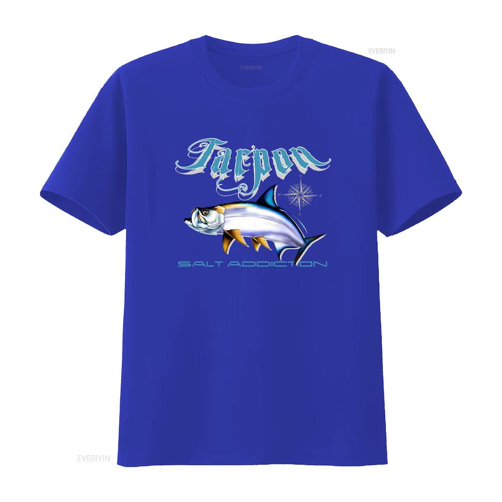 Salt Addiction Tarpon Fishing T Shirt Flats Design with Life Rod Reel Lure Baits vintage Washed Stylish Stretched graphic Soft