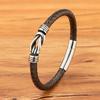 Fashion Men's Leather Bracelet Stainless Steel Irregular Accessories Commemorative Gifts for Charm Bangles Punk Jewelry