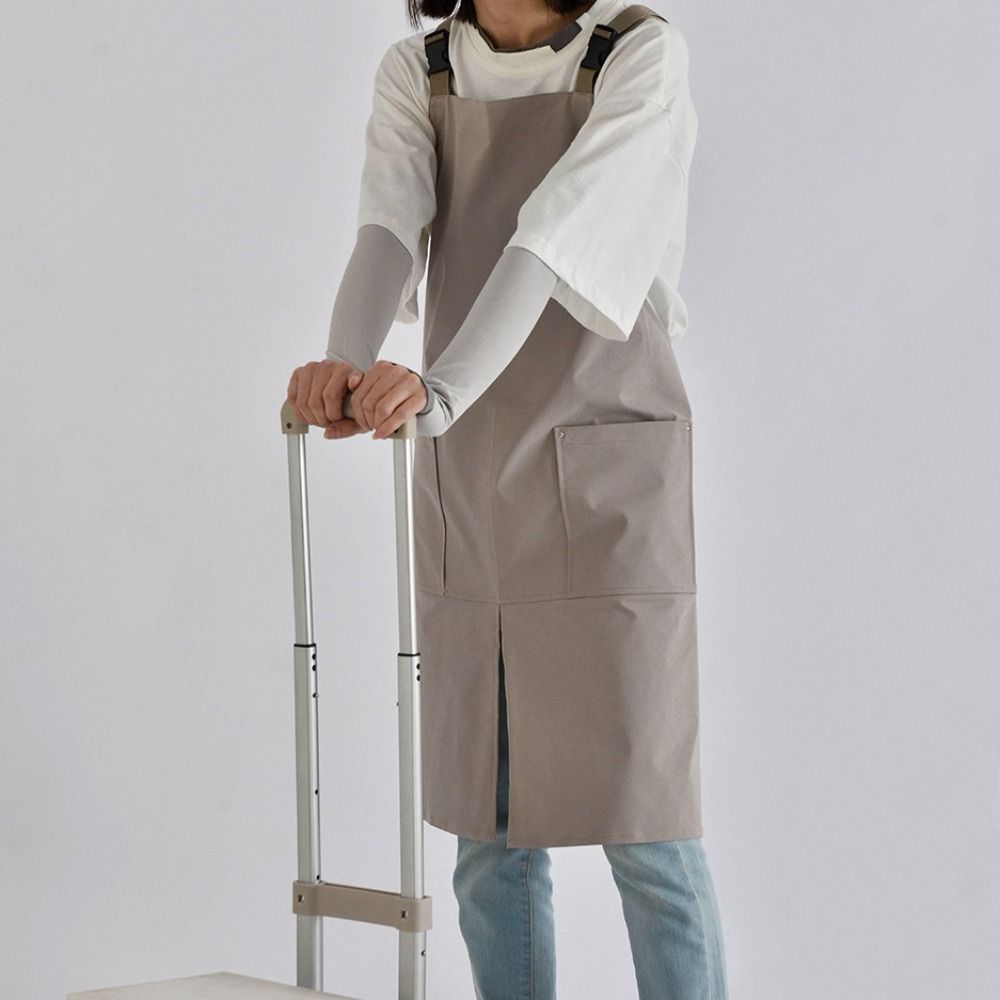 with Pockets Cooking Apron Solid Color Sleeveless Apron Kitchen Uniform Waterproof Apron Chef