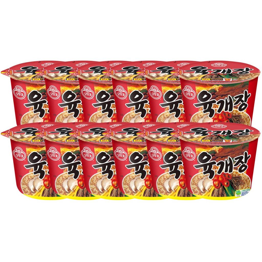 Ottogi Yukgaejang Ramen Big Cup Rich Spicy Beef Broth Chewy Noodles 110g X 12 Cups