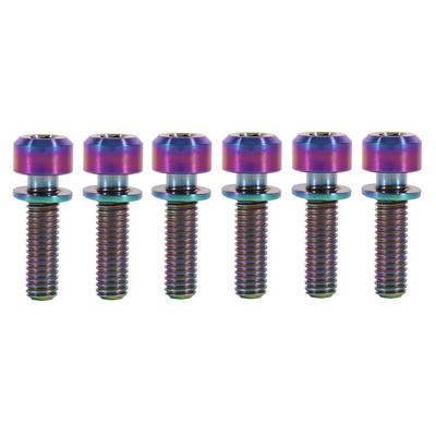 Tornillos de titanio para vástago de bicicleta M5 x 18 mm con espaciador (paquete de 6)(arco iris)
