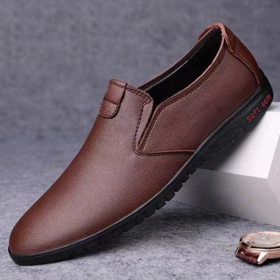 Spring Men's PU Leather Shoes Casual Shoes Men's 2025 New Soft-soled Breathable One-pedal Doudou Shoes Men