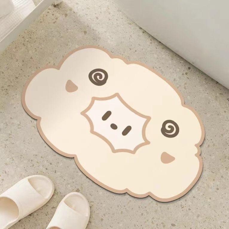 Cartoon Animal Diatom Mud Floor Mat, Quick-Drying Dirt-Resistant Foot Mat At The Bathroom Door, Non-Slip Floor Mat In Household Bathroom