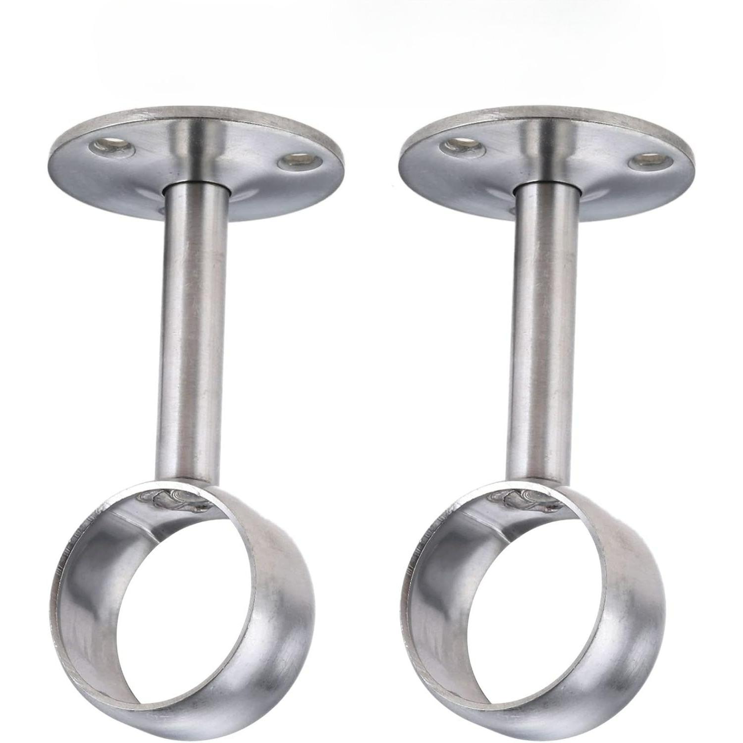 

32mm Curtain Rail Brackets, Ceiling-Mounted Hanging Pole Holders, Stainless Steel Wardrobe Rail Fittings for Bathroom Balcony Kitchen Cupboard 16mm