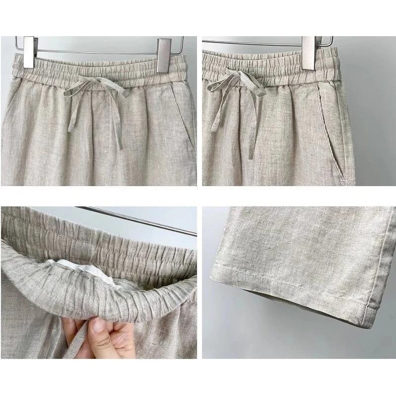 Premium Men's Linen Pants Summer 100% Breathable Loose Fit Straight Leg Trousers Casual Blend Beach Pants Men