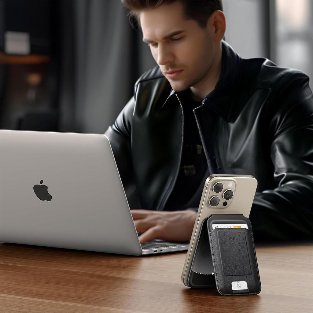 Ugreen 45165 Magnetická peněženka a stojánek, kompatibilní s MagSafe, černá