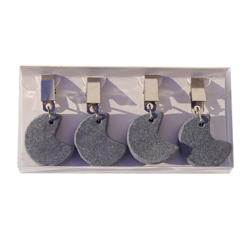 

4 Pieces Practical Stone Tablecloth Anchors Portable Sturdy Clip for Outdoor Dining Wedding Party Decorations Use серый