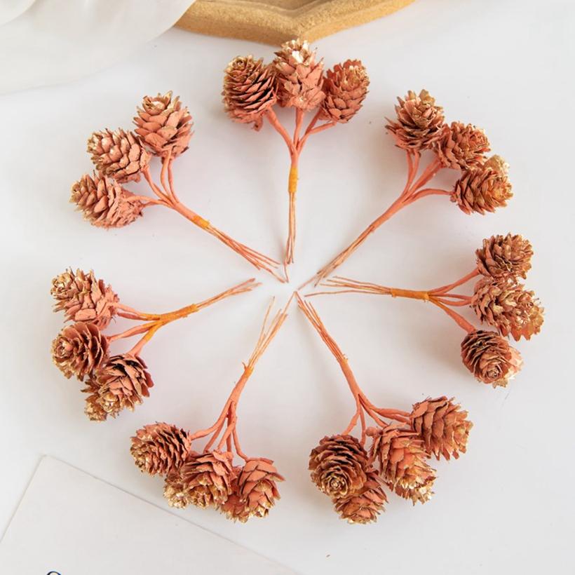 1/3pcs Artificial Plant Golden Fake Pine Nut For Festival Tree Decor Wreath Accessory Wedding Home Wall Hanging Photography Prop