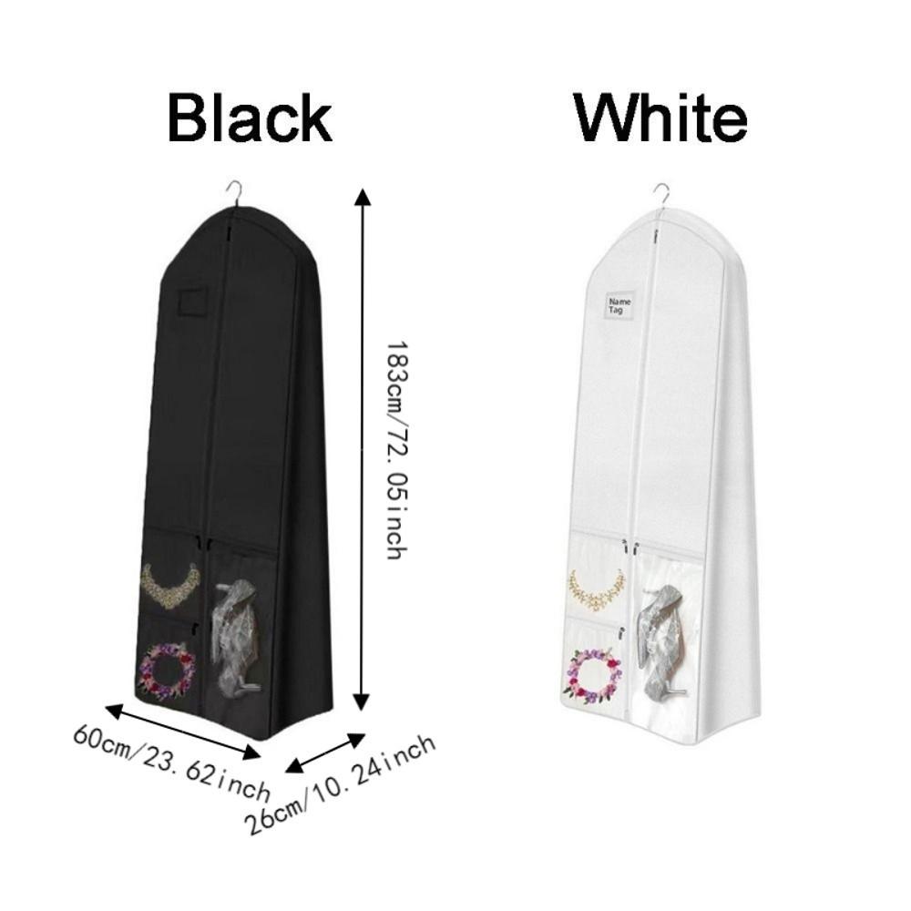 Folding Wedding Dress Garment Bag Non-Woven Large Capacity Gusseted Dress Bags Dust-Proof with Shoe Pockets Travel Garment Bag