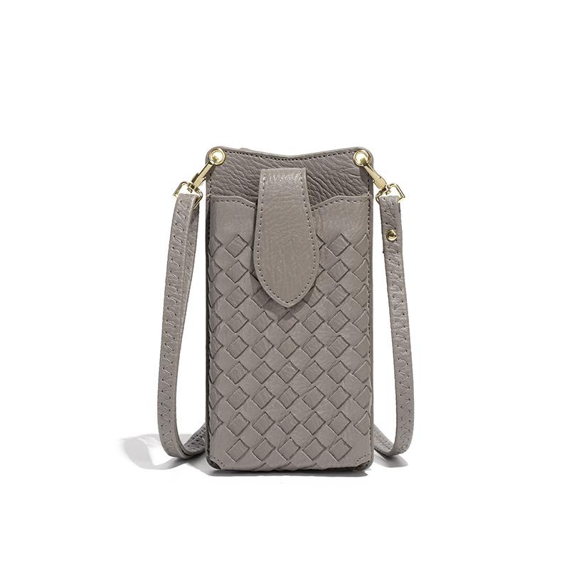 Fashionable Hand-woven Bag, Solid Color Compact Card Bag, Mobile Phone Bag, Trendy and Versatile, Single-shoulder Cross-over Mini Women's Bag