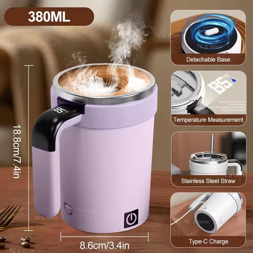 New Smart Temperature-measuring Magnetic Automatic Stirring Cup, Electric Portable Coffee Cup, Milkshake Cup, Sports and Fitness