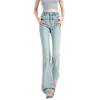 High Waist and Thin Elastic Flared Pants for Women's Autumn, Light Blue, Slightly Pulled Jeans for Women's Autumn.