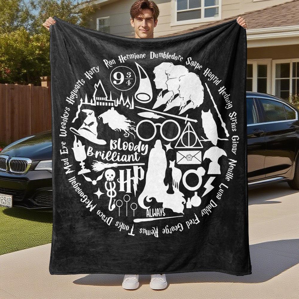 1pc Hogwarts Harry Potter Outdoor Flannel Throw Blanket All Season Soft Warmth,Home Decor 1031086
