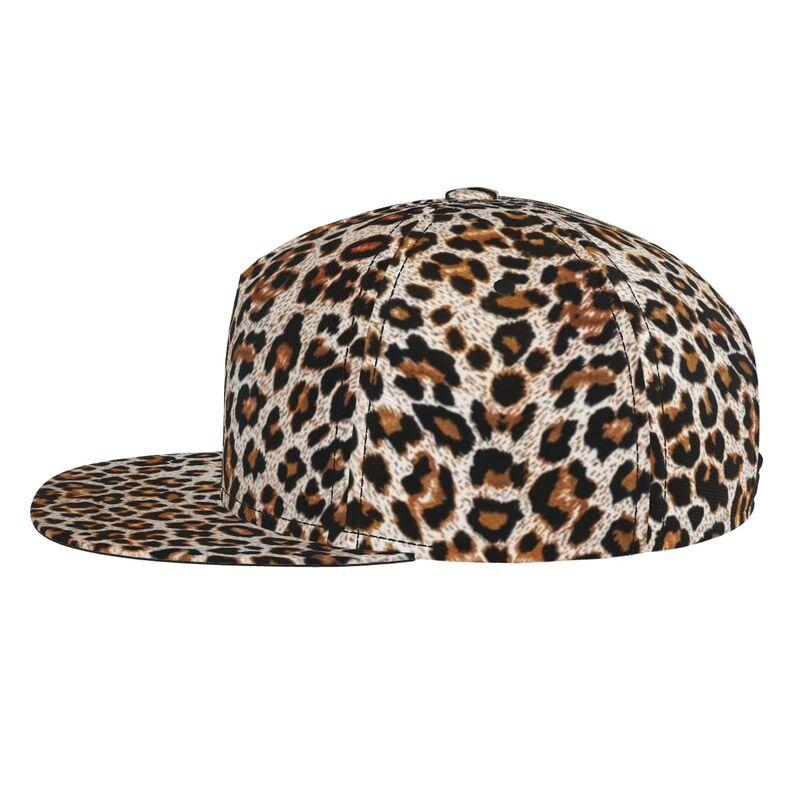 Leopard Print Baseball Cap Men Women Adjustable 3D Printed Snapback Flat Bill Hip Hop Hat Flat Brimmed Hat
