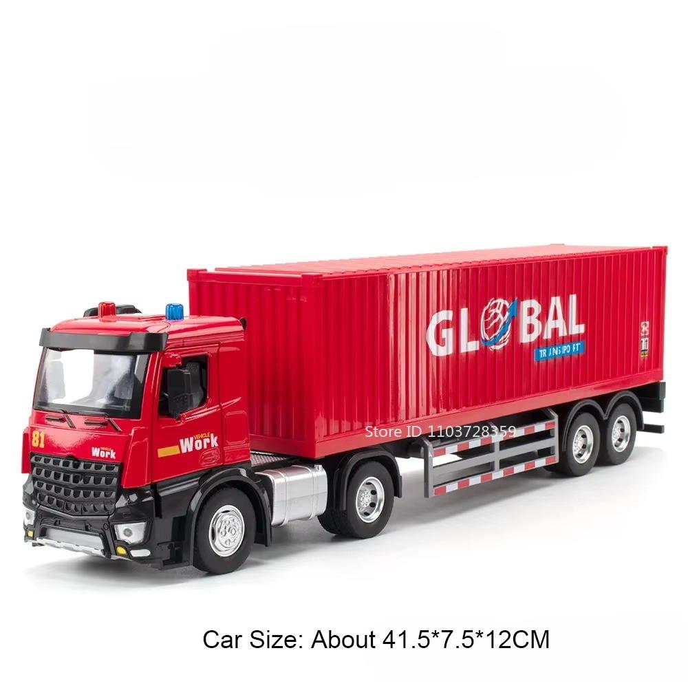 1:24 Container Truck Model Miniature Toys Alloy Diecast Dump Truck Tanker Vehicle Models Sound Light Doors Opened for Kids Gifts